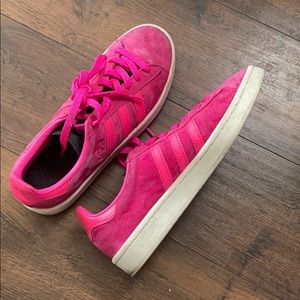 Shock Neon Pink suede Adidas Campus sneakers - 8.5